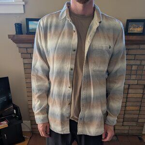 Roark Men's Crossroads Organic Cotton Flannel XL Stripe Bone